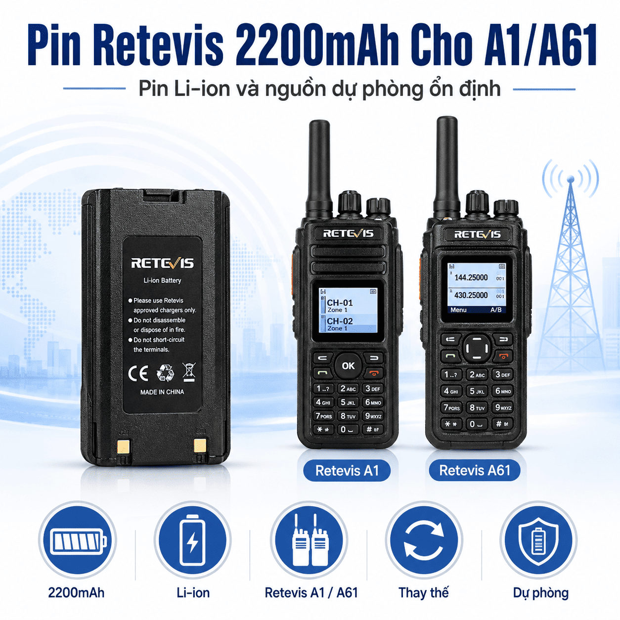 Pin Retevis A1/A16