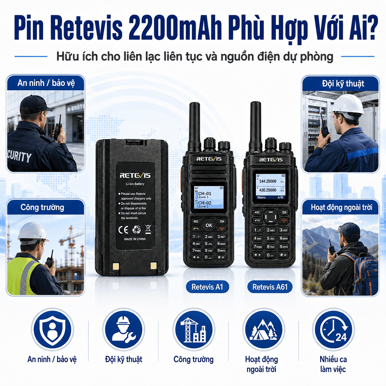 Pin Retevis A1/A16