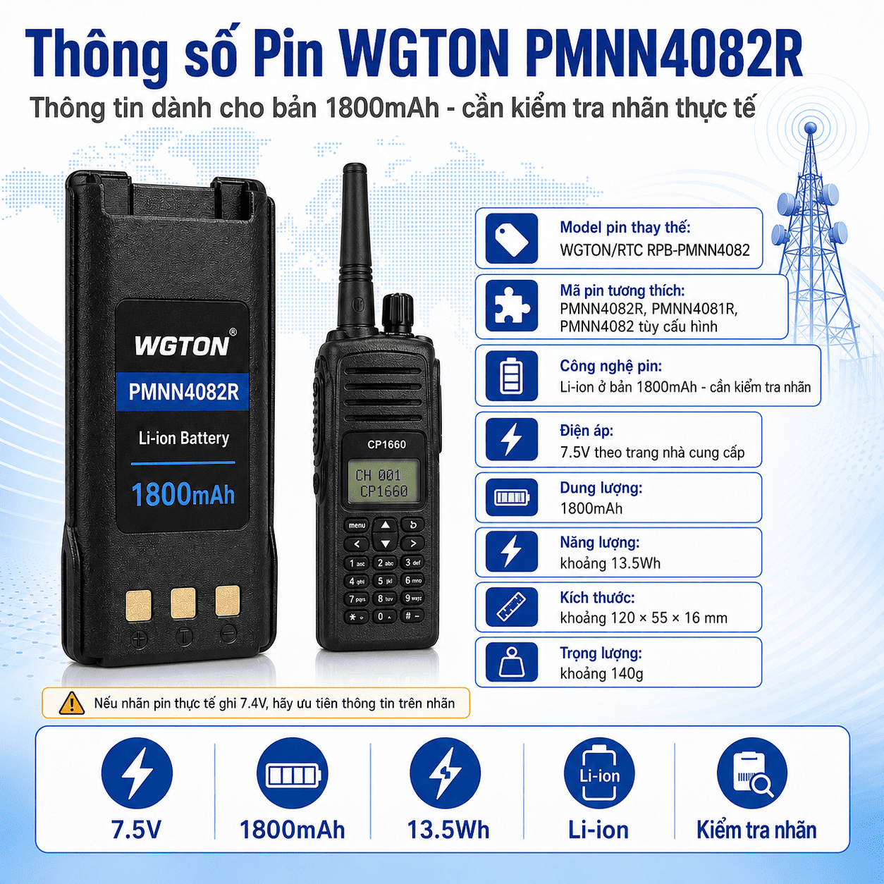 Pin WGTON PMNN4082R 1800mAh