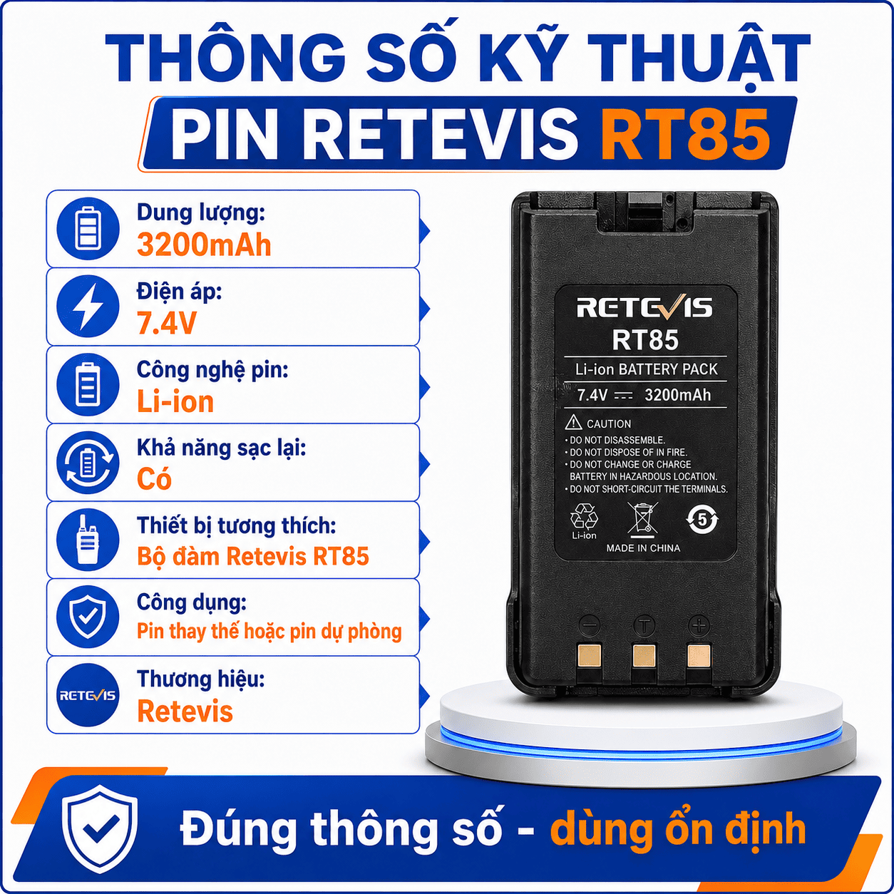Pin Retevis RT85
