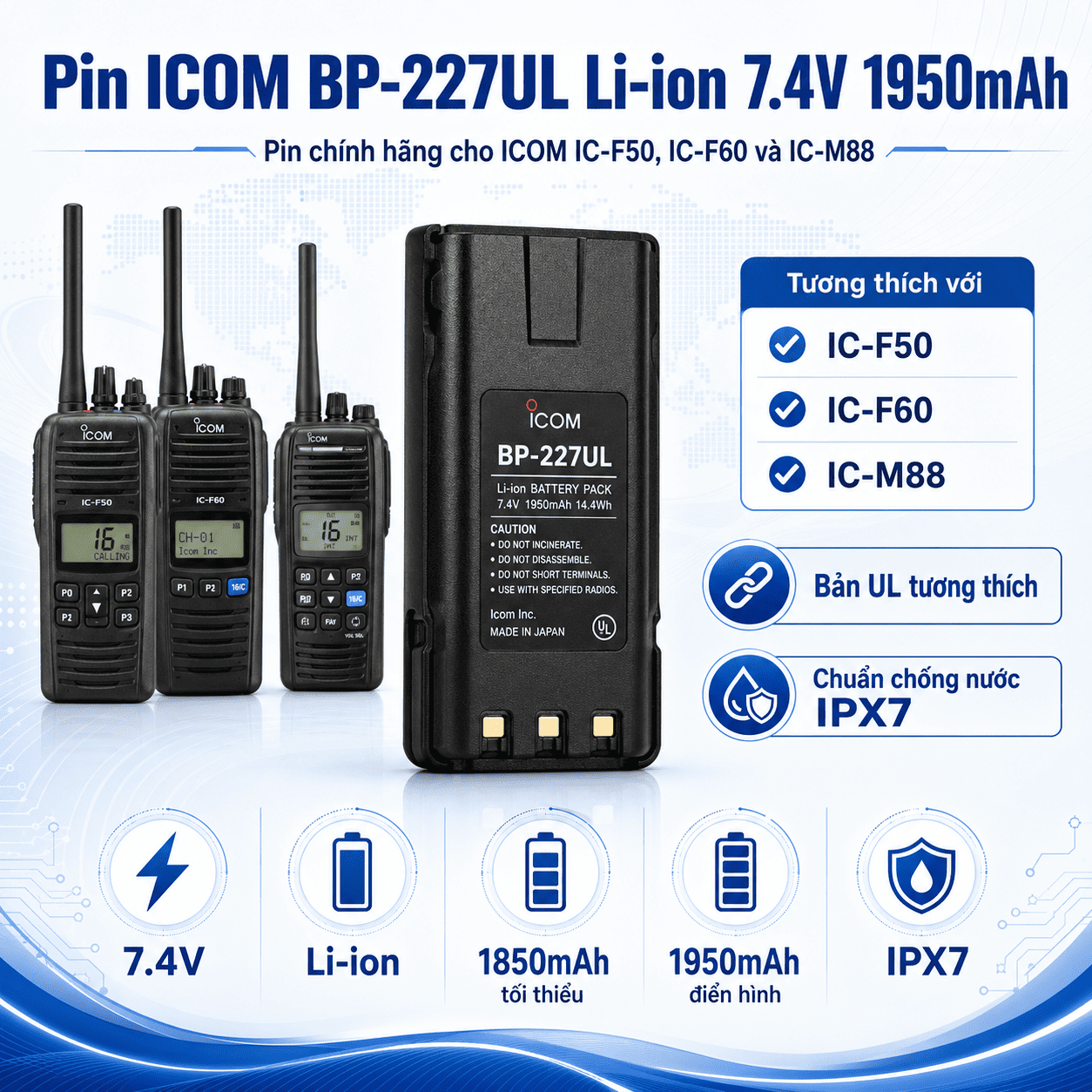 Pin ICOM BP-227UL