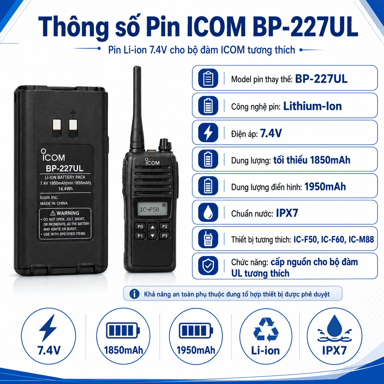 Pin ICOM BP-227UL