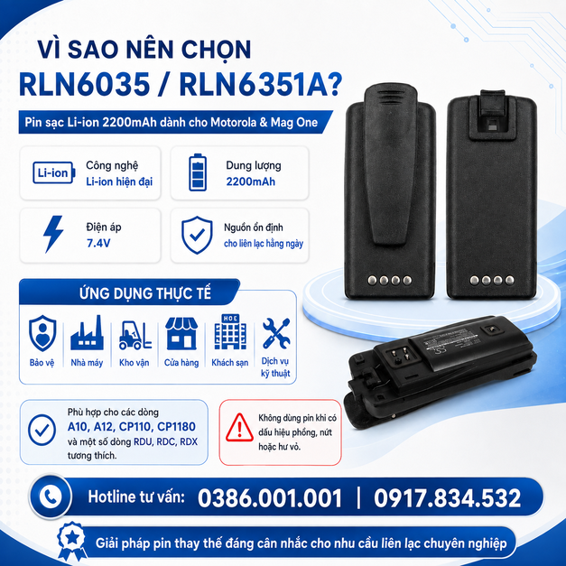 Pin sạc Li-ion 2200mAh Model RLN6035/RLN6351A