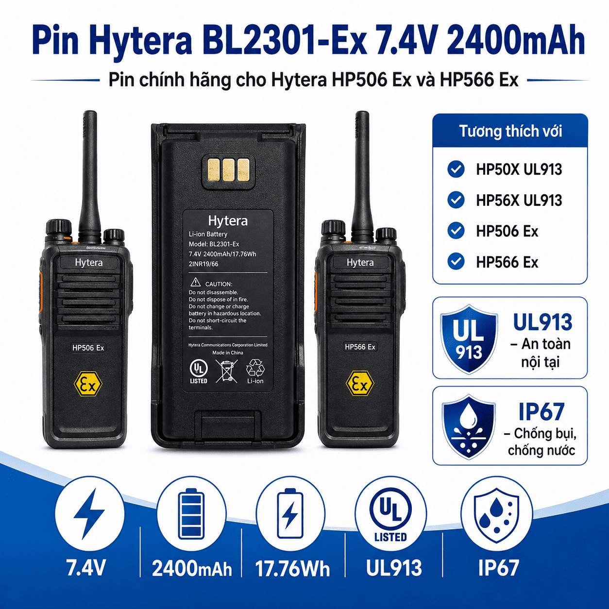 Pin Hytera BL2301-Ex
