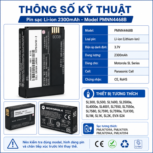 Pin sạc Li-ion 2300mAh Model PMNN4468B