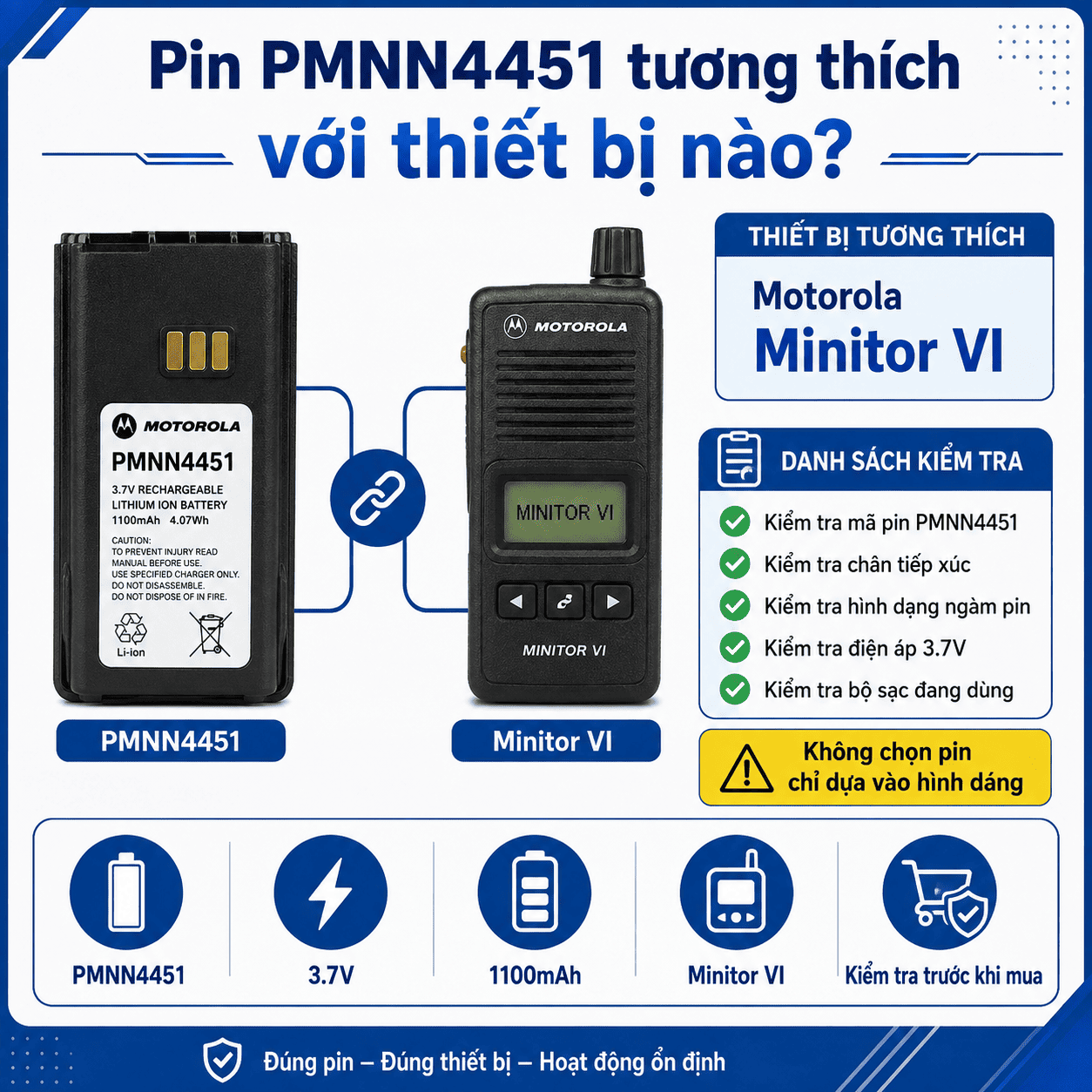 Pin sạc Li-ion 1100mAh Model PMNN4451