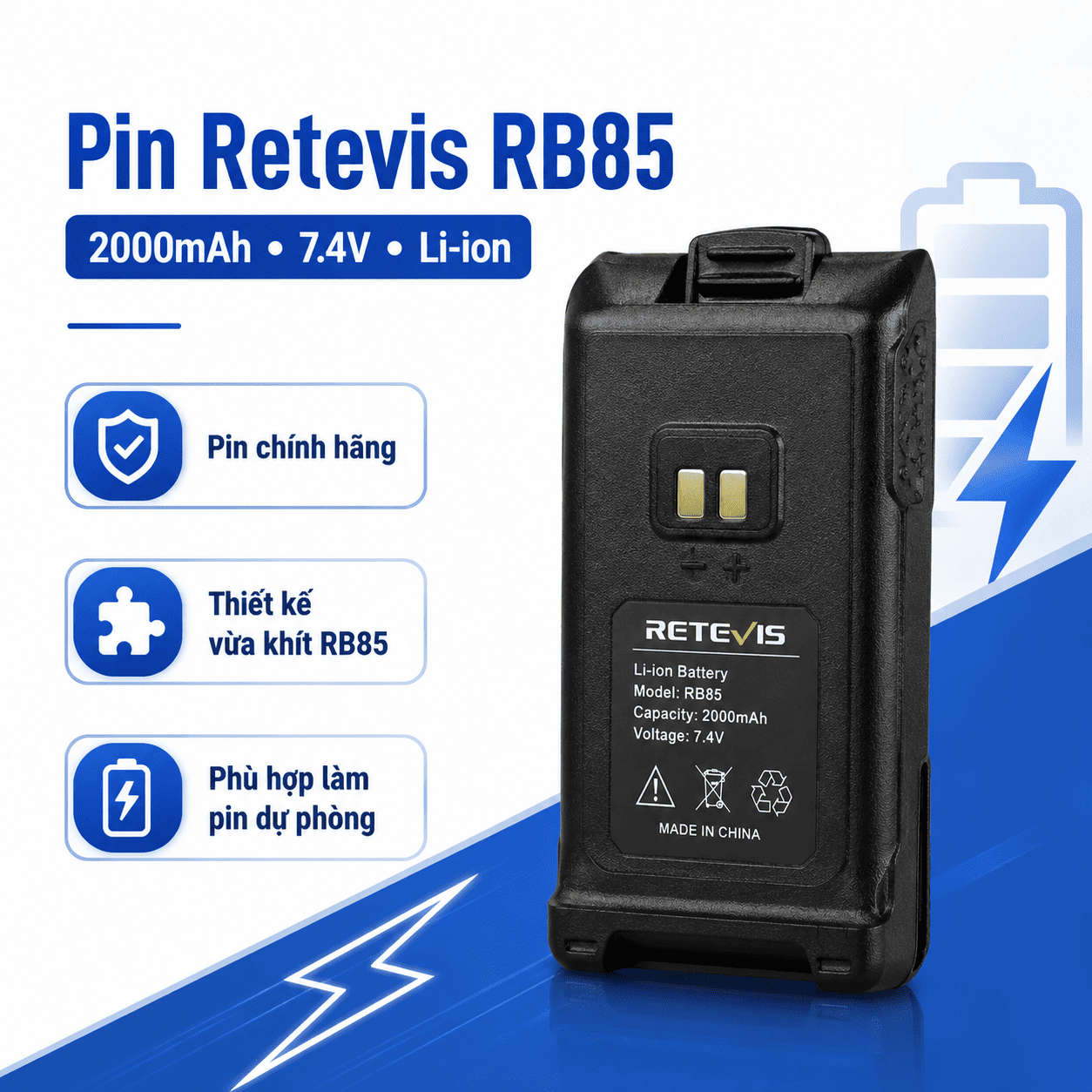 Pin Retevis RB85