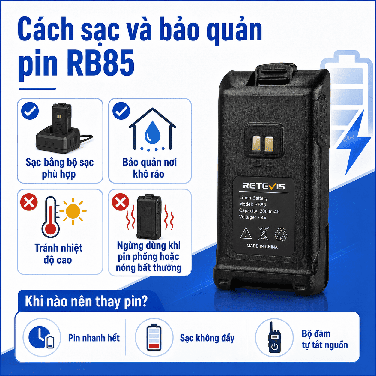 Pin Retevis RB85