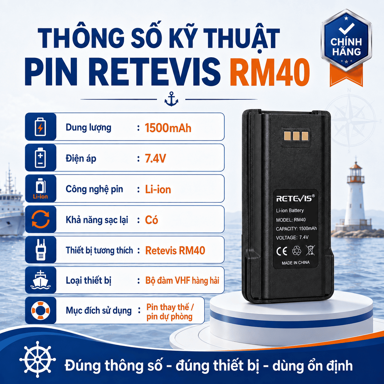 Pin Retevis RM40