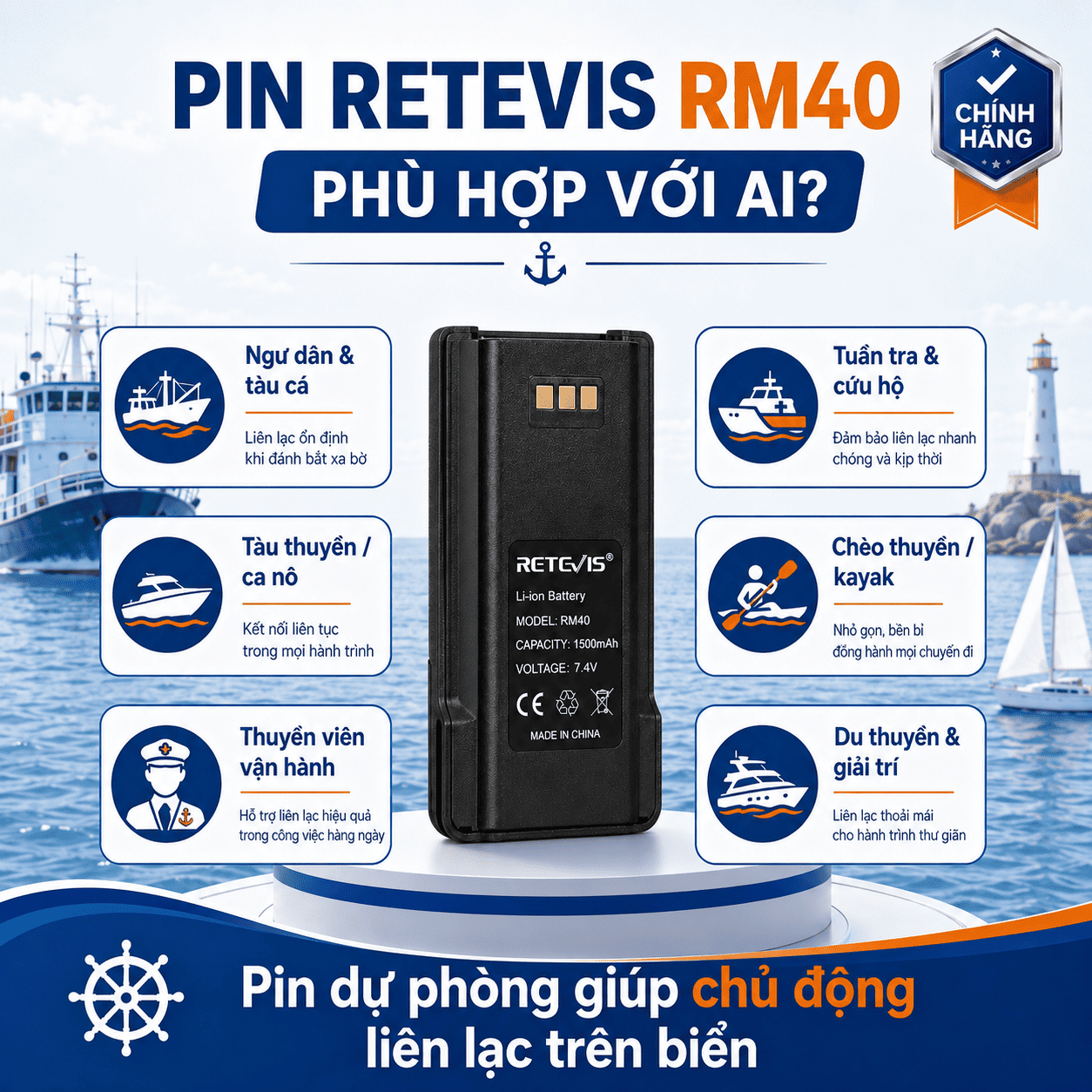 Pin Retevis RM40