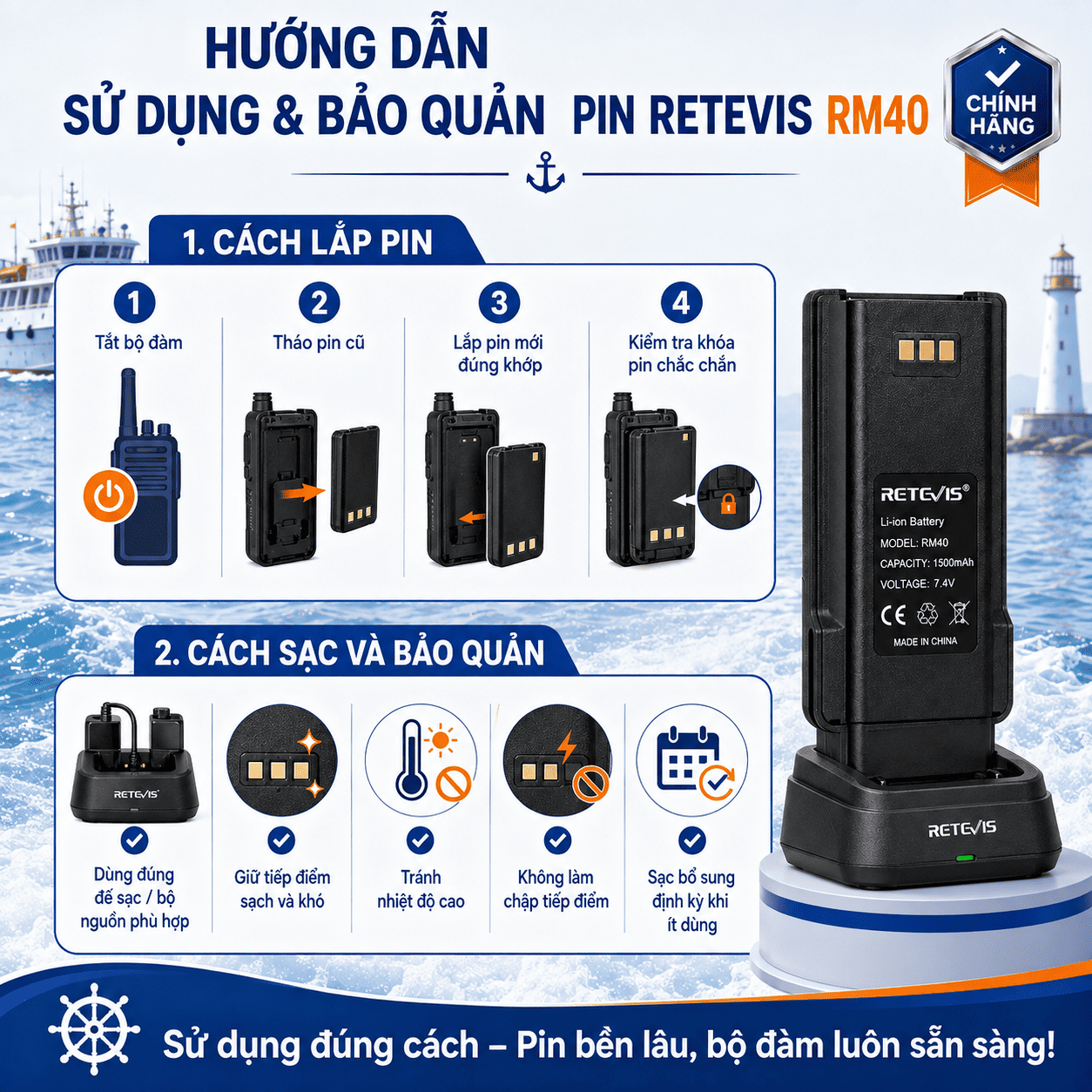 Pin Retevis RM40