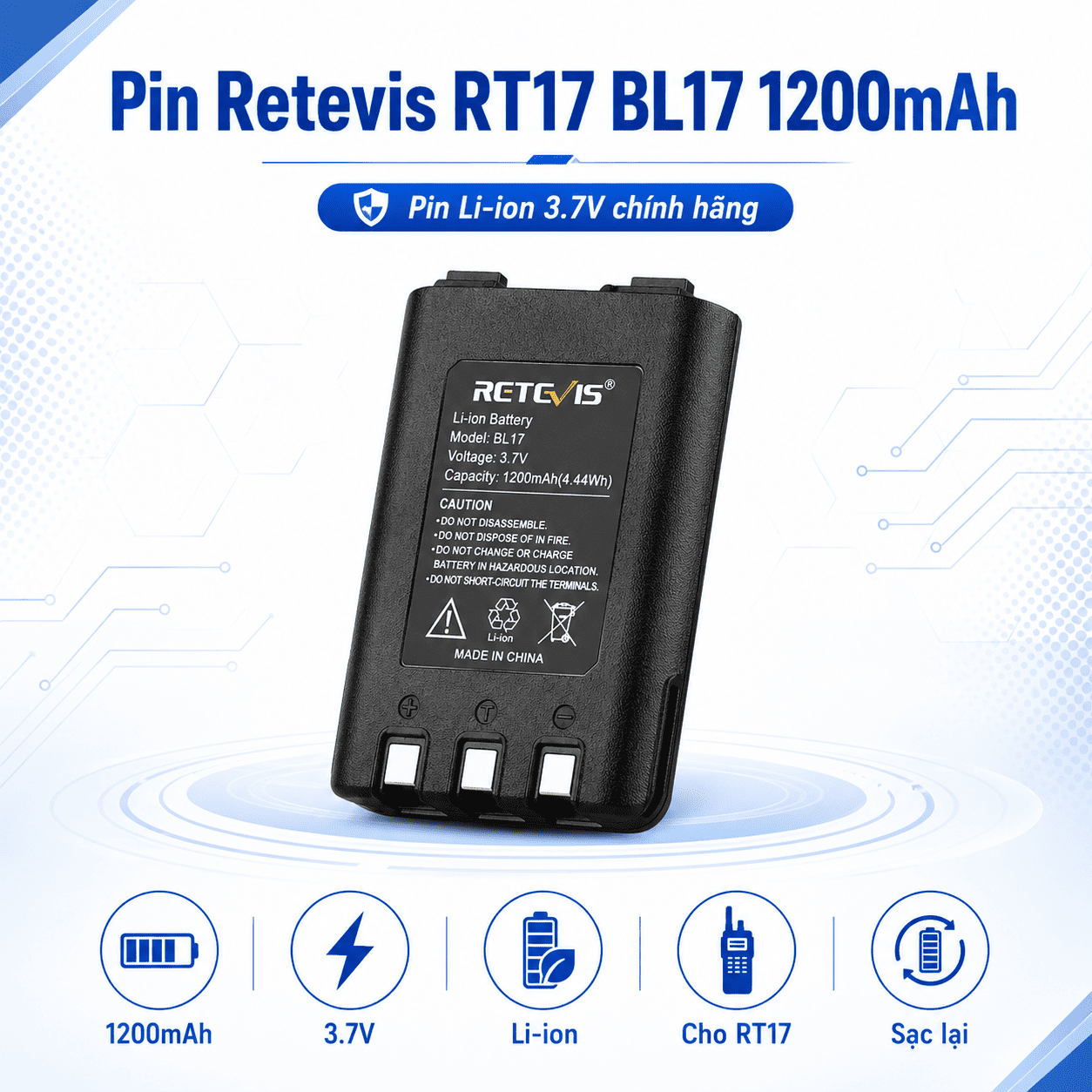 Pin bộ đàm Retevis RT17