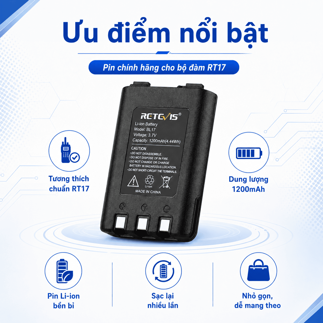 Pin bộ đàm Retevis RT17