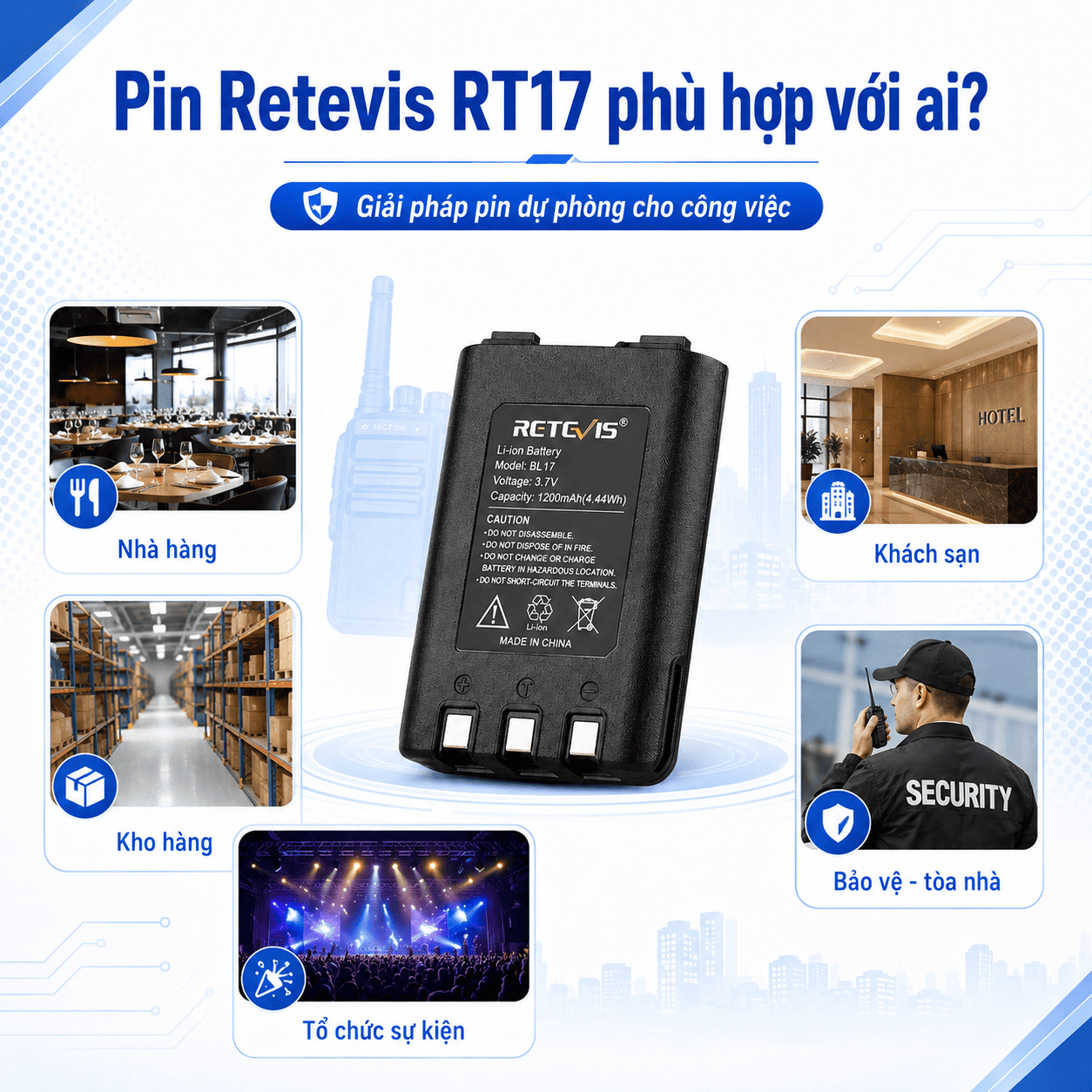 Pin bộ đàm Retevis RT17