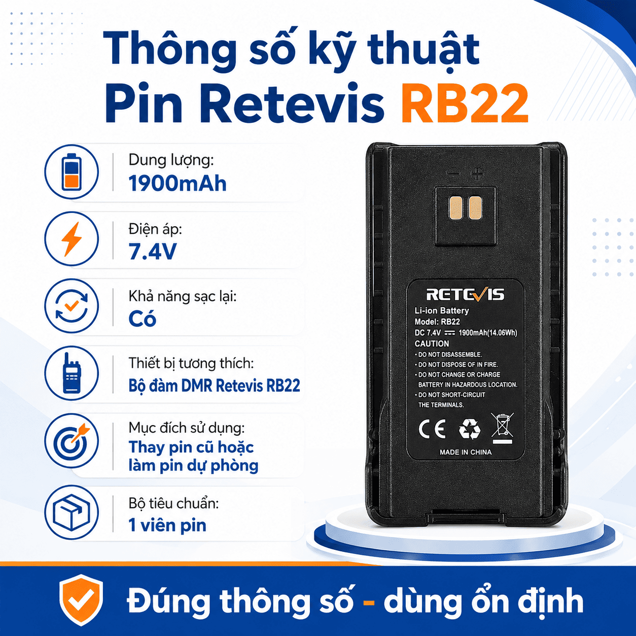 Pin Retevis RB22