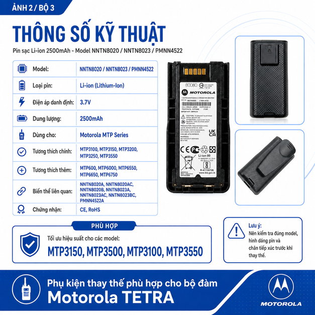 Pin sạc Li-ion 2500mAh Model NNTN8020/NNTN8023/PMNN4522