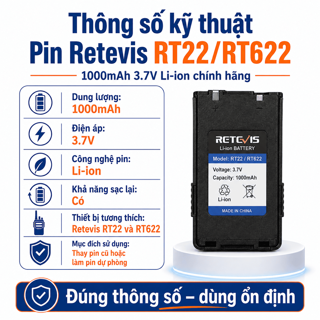 Pin Retevis RT22/RT622