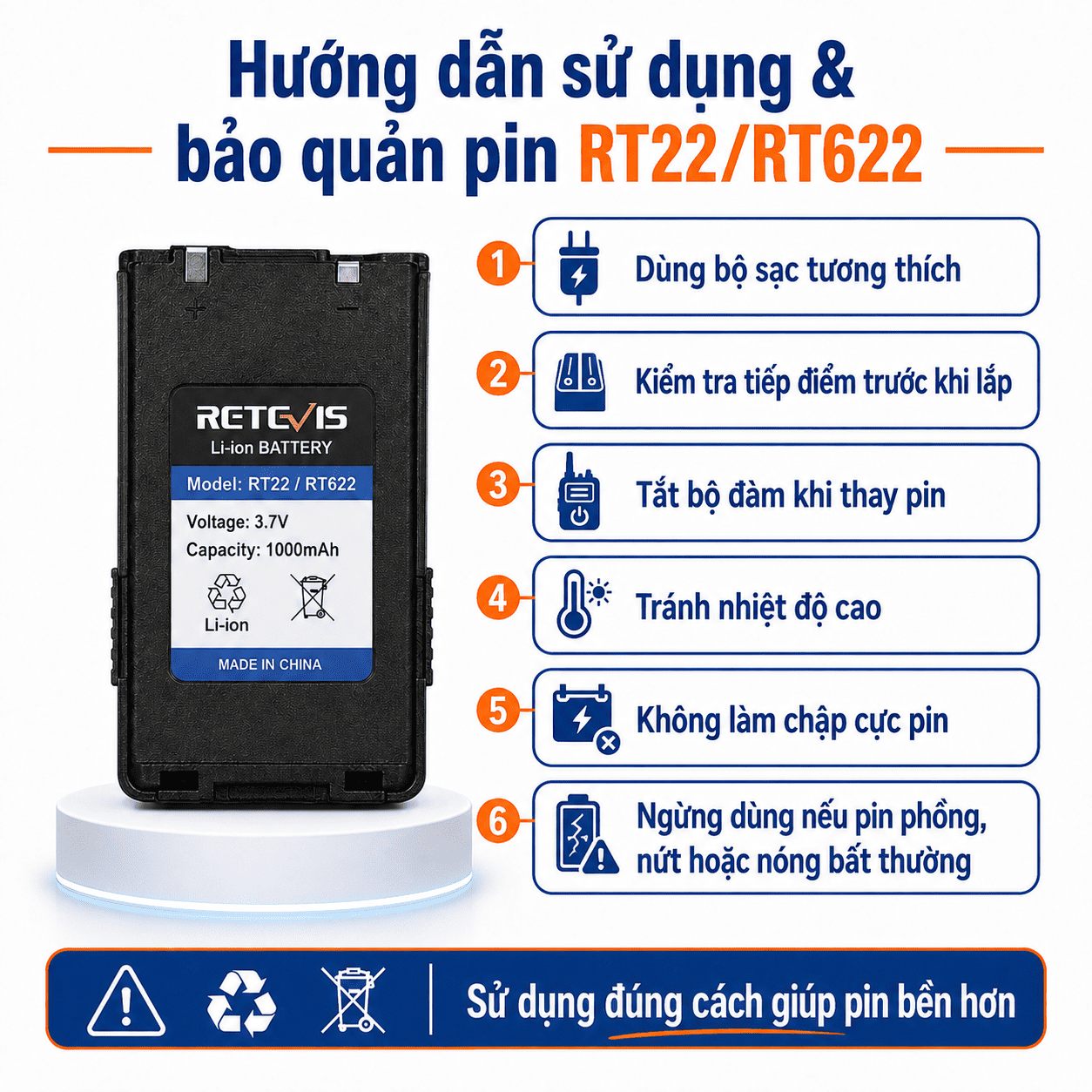 Pin Retevis RT22/RT622