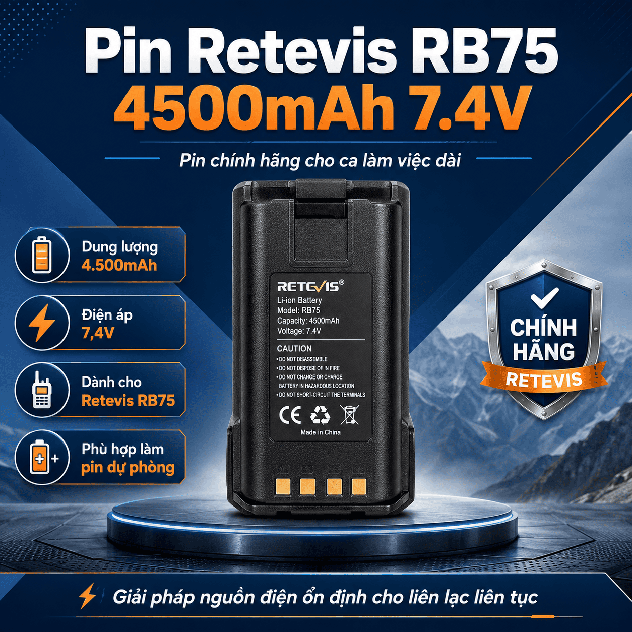 Pin Retevis RB75