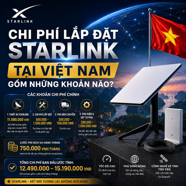 Chi Phí Lắp Đặt Starlink Tại Việt Nam Gồm Những Khoản Nào?